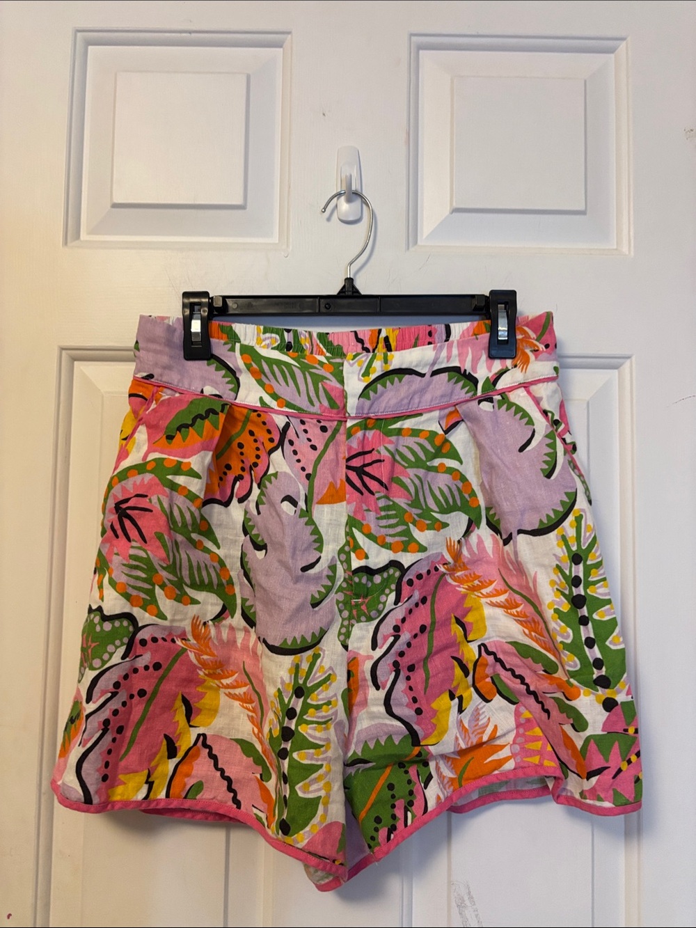 Gorman 100% Linen Tropical Brazilian Tropical Print Shorts Pink & Green Size 10